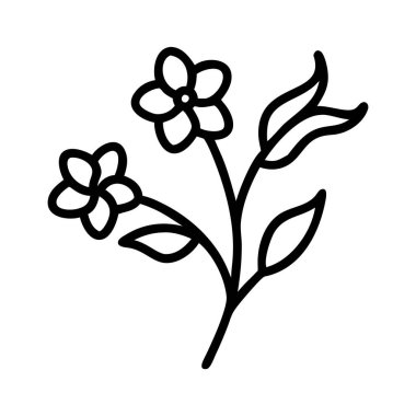 Temiz siyah ve beyaz kır çiçeği minimum vektör tasarımı