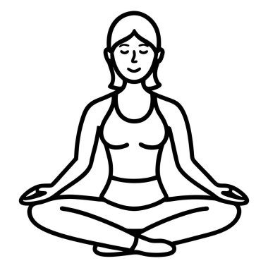 Siyah ve beyaz yoga en az vektör çizgisi grafiği oluşturur