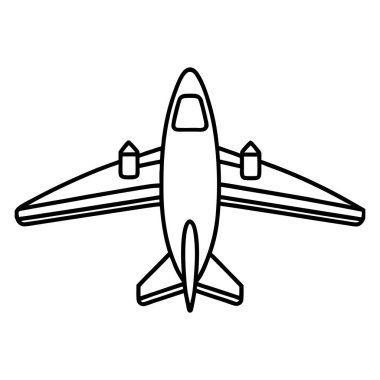 Siyah ve Beyaz Vektör Minimum Uçak Çizgisi Sanat Çizimi