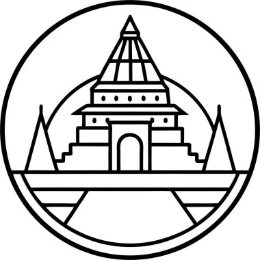 Ünlü Dünya Simgeleri Vektörü Siyah ve Beyaz Çizgi Sanatı