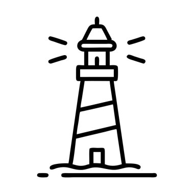 Deniz feneri Minimum Vektör Hattı Sanat Siyah ve Beyaz
