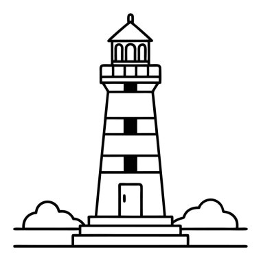 Minimum Deniz fenerinin Siyah ve Beyaz Vektör Çizimi