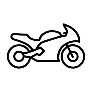 Siyah ve Beyaz Vektör Motosiklet Çizgisi Minimum Çizim Biçimi
