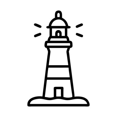 Siyah ve Beyaz Vektör Deniz Feneri Minimalist Çizim