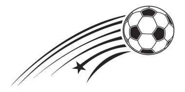 Enerjik spor markalaşması ve etkinlik promosyonları için mükemmel bir yıldız izi ile dinamik futbol topu çizgileri.