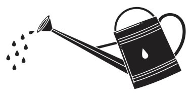 Bitkileri klasik sulama kutusuyla beslemek, bu basit grafik büyümeyi, tazeliği ve doğal bakımı çağrıştırıyor..