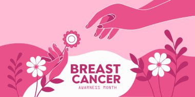 Göğüs Kanseri Farkındalığı Ayı sırasındaki umut ve desteği simgeleyen çiçekler değiş tokuş ediliyor..