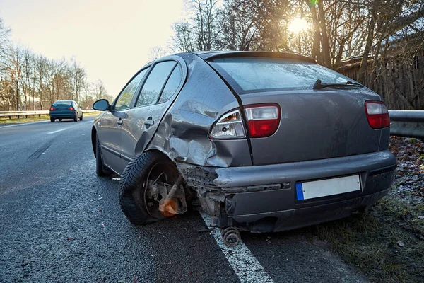 Outubro 2020 Ikskile Letônia Carro Após Acidente Uma Estrada Por — Fotografia de Stock