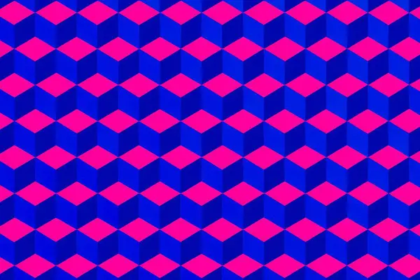 Isometric Neon Küpler Modeli 3B Soyut Pembe ve Mavi Arkaplan