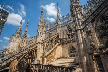 İtalya 'daki Milan Katedrali' nin Gotik Çatı Detayları