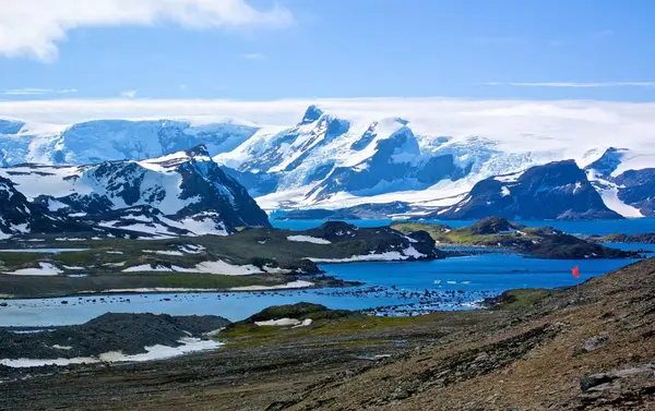 Dağların buzulu manzarası