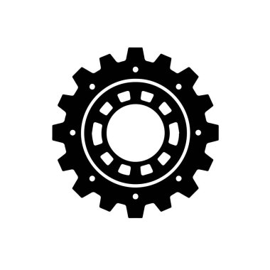 Siyah dişli beyaz arka planda, mekanik ve endüstriyel kısımda izole edildi