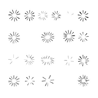 Beyaz arkaplanda izole edilmiş yıldız patlaması şekilleri koleksiyonu