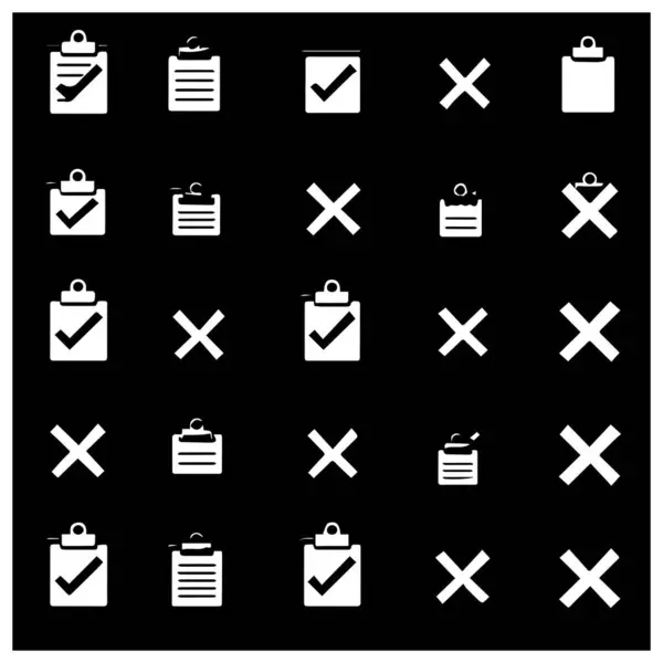 Beyaz arkaplanda pozitif ve negatif gösteren kontrol listesi simgeleri