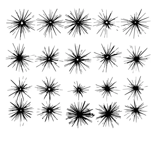 Beyaz arkaplanda izole edilmiş yıldız patlaması şekilleri koleksiyonu