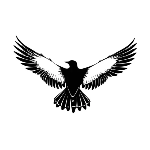 Kanatları açık siyah beyaz kuş silueti