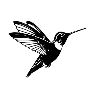 Uçan siyah siluette sinekkuşu çizimi