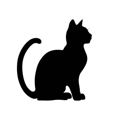 Siyah kedi silueti yan profilde oturuyor