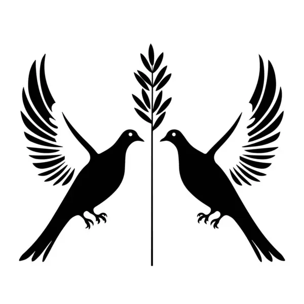 Zeytin dalı olan iki güvercin barış sembolü