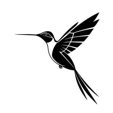 Uçan siyah siluette stilize edilmiş sinek kuşu