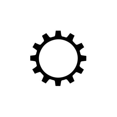 Beyaz arkaplanda basit bir siyah dişli simgesi