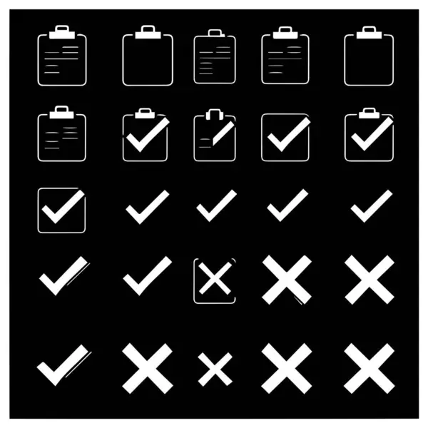 Denetim listesi simgeleri kontrol işaretlerini işaretler panoları çaprazlar