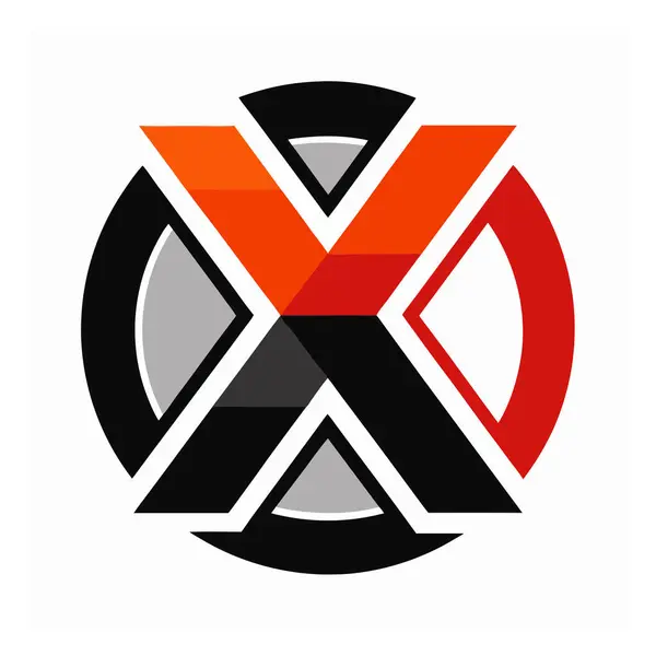 Kırmızı ve siyah olarak soyut geometrik x harf logosu tasarımı