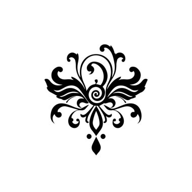 Zarif siyah-beyaz çiçekli kumaş tasarım elementi