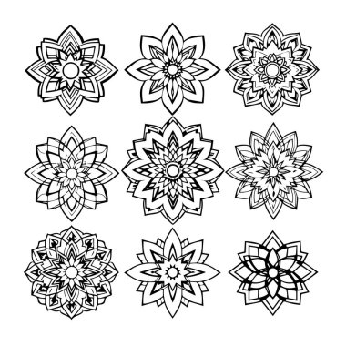 Zarif siyah-beyaz çiçekli kumaş tasarım elementi