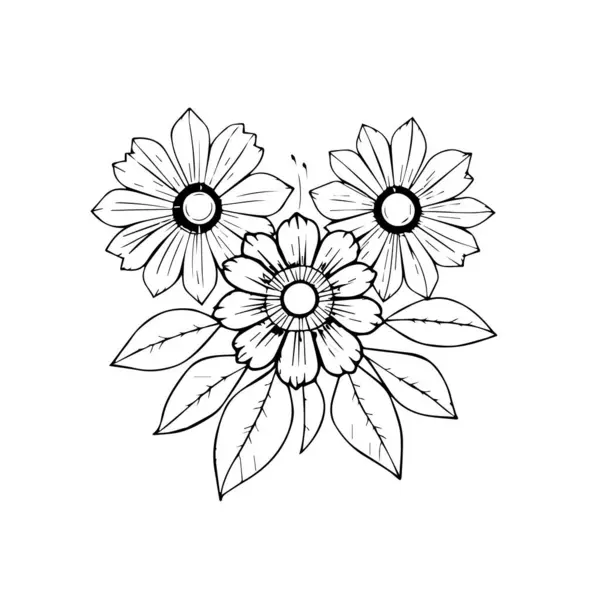 Zarif siyah-beyaz çiçekli kumaş tasarım elementi