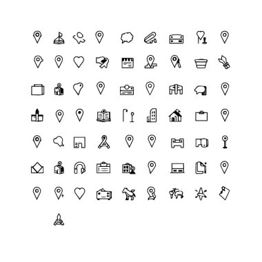 Haritalar ve navigasyon uygulamaları için konum noktası simgeleri koleksiyonu