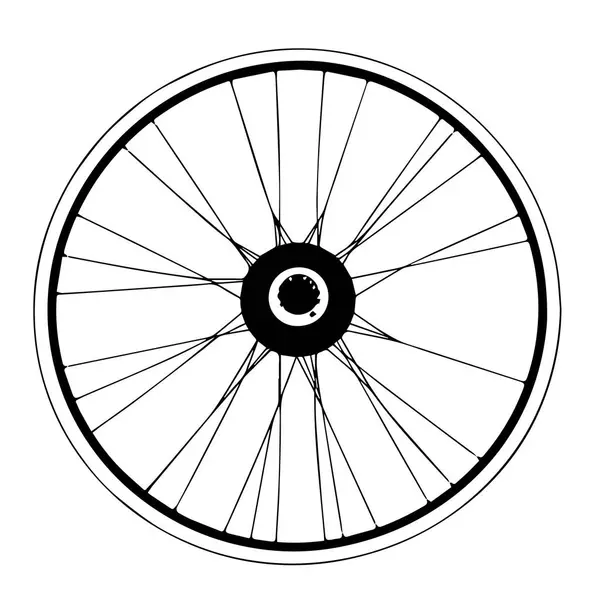 Tekerlek ve Tekerlek Tekerleği Tekerlek Tekerleği Tek Renkli Çizimi Ayrıntılı