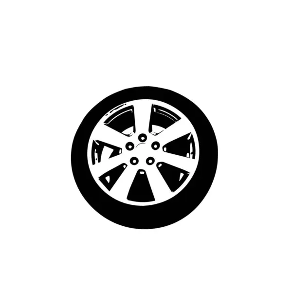 Tekerlek ve Tekerlek Tekerleği Tekerlek Tekerleği Tek Renkli Çizimi Ayrıntılı