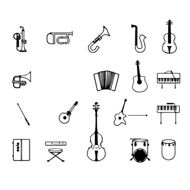 Siyah ve Beyaz Müzik Simgesi Ayarları Enstrümanlar ve Ses Ekipmanları