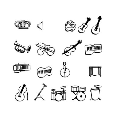 Siyah ve Beyaz Müzik Simgesi Ayarları Enstrümanlar ve Ses Ekipmanları