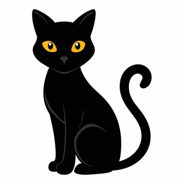 Sarı gözlü kara kedi oturmuş hayvan gibi. 