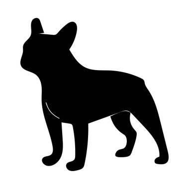 Fransız Bulldog 'un siyah silueti ayakta duruyor.