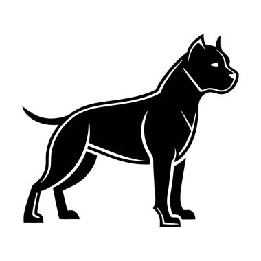 Siyah pitbull köpek silueti ayakta duran profil görüntüsü