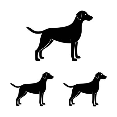 Beyaz arka plan hayvanı 1 üzerinde üç siyah köpek silueti.