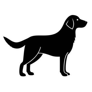 Beyaz arka plandaki bir köpeğin siyah silueti.