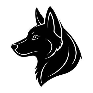 Siyah kurt kafa profili grafik resimli hayvan