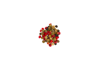 Şeffaf arka plan, üst görünüm, PNG izole tüm biber (siyah, beyaz, yeşil, pembe) renkli karışım