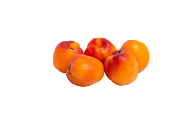 Olgun nektarin grubu, ön görünüm, şeffaf arkaplan üzerinde izole. PNG biçimi.