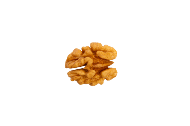 Şeffaf bir arka planda kahverengi ceviz çekirdeği. Üst görünüm, izole edilmiş, PNG biçimi.