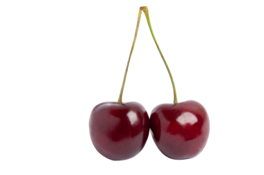 Şeffaf arkaplanda izole edilmiş iki kiraz, PNG