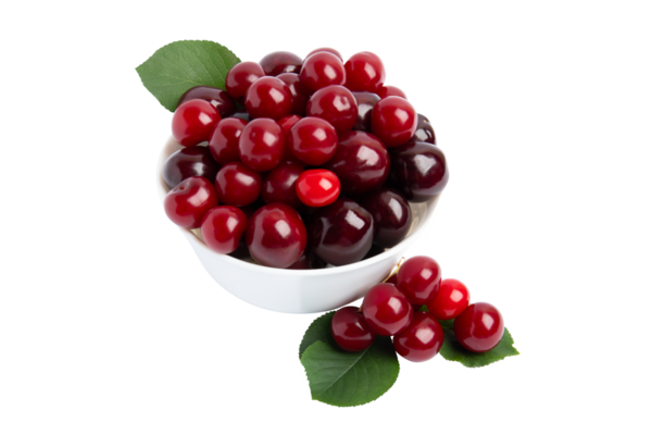 Beyaz Kasede Karışık Kirazlar, şeffaf arka planda izole edilmiş, PNG