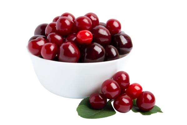 Beyaz Kasedeki Taze Kirazlar, şeffaf arkaplanda izole edilmiş, PNG