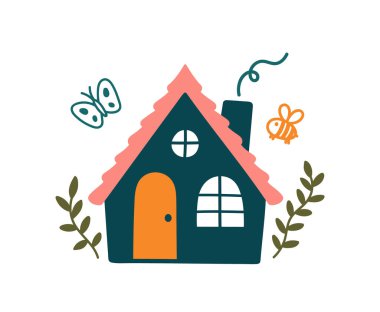 Basit ve renkli bir şekilde çizilmiş şirin ev ve binalar koleksiyonu. Kitaplar, eğitim malzemeleri, kartlar, posterler, gönderiler, simgeler ve semboller için ideal.