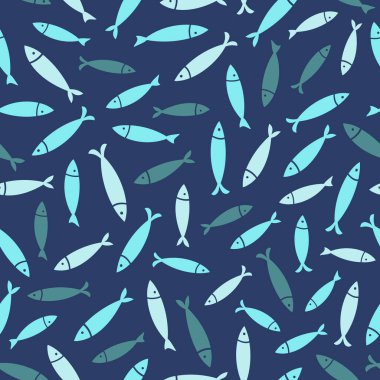 Garip ve modaya uygun tropikal balıklarla kusursuz vektör deseni. Tekstil, çocuk kıyafetleri ve plaj dekoru için mükemmel. Menüler, baskı, dekor, dekorasyon..