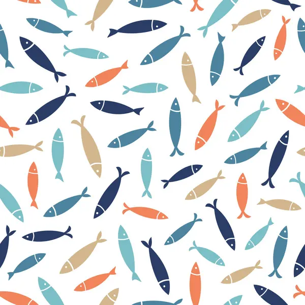 Garip ve modaya uygun tropikal balıklarla kusursuz vektör deseni. Tekstil, çocuk kıyafetleri ve plaj dekoru için mükemmel. Menüler, baskı, dekor, dekorasyon..
